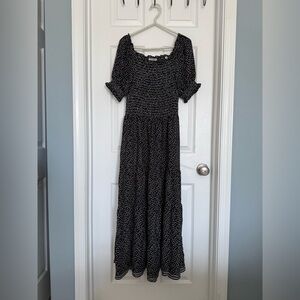 Chic Black and White Polka Dot Maxi Dress